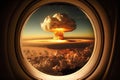 Nuclear explosion from aerial view porthole