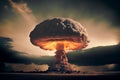 Nuclear explosion of an atom bomb with a mushroom cloud Royalty Free Stock Photo