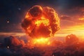 Nuclear explosion of an atom bomb with a mushroom cloud Royalty Free Stock Photo