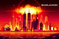 Nuclear explosion city metropolis mushroom cloud