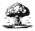 Nuclear explosion hand drawn sketch Royalty Free Stock Photo
