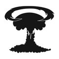 Nuclear explosion icon in black style isolated on white background. Explosions symbol stock vector illustration. Royalty Free Stock Photo