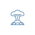 Nuclear explosion line icon concept. Nuclear explosion flat  vector symbol, sign, outline illustration. Royalty Free Stock Photo