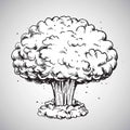 Nuclear Explosion Mushroom Cloud Drawing Illustration Vector