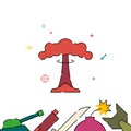 Nuclear explosion, mushroom cloud filled line icon, simple illustration Royalty Free Stock Photo