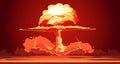 Nuclear Explosion Mushroom Cloud Retro Poster