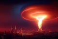 Nuclear explosion in Moscow by drone view