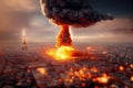 Nuclear explosion in Paris by drone view