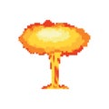 Nuclear explosion pixel art. large red explosive chemical mushroom 8bit