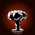 Nuclear explosion vector illustration isolated on white background. International day against nuclear tests. Hiroshima remembrance Royalty Free Stock Photo