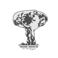 Nuclear explosion vector illustration isolated on white background. International day against nuclear tests. Hiroshima remembrance Royalty Free Stock Photo