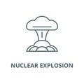 Nuclear explosion vector line icon, linear concept, outline sign, symbol Royalty Free Stock Photo