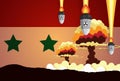 Nuclear explosion war fiery mushroom in Syria