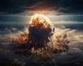 Nuclear explosions and their various scenarios depicted in the s Royalty Free Stock Photo