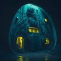 Nuclear Futuristic Sci Fi Heavy Fallout Shelter Basement Underground Door Capsulated Technology Bunker Tunnel Corridor Generative Royalty Free Stock Photo