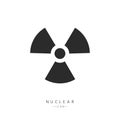 Nuclear icon isolated on white background. Radiation hazard warning. Propeller sign symbolizing radioactive contamination. Vector Royalty Free Stock Photo