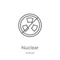 nuclear icon vector from activist collection. Thin line nuclear outline icon vector illustration. Outline, thin line nuclear icon