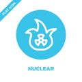 nuclear icon vector. Thin line nuclear outline icon vector illustration.nuclear symbol for use on web and mobile apps, logo, print Royalty Free Stock Photo