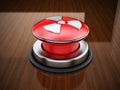 Nuclear launch button on reflective wooden table.. 3D illustration Royalty Free Stock Photo