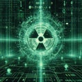 green nuclear misinformation matrix binary code illustration, fake news, propaganda,