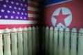 Nuclear missiles of USA and North Korea. 3D rendered illustration
