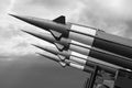 Nuclear Missiles With Warhead Aimed at Gloomy Sky Royalty Free Stock Photo