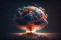 Nuclear mushroom from an atomic bomb on planet view from space. Concept of a global catastrophe armageddon apocalypse Royalty Free Stock Photo