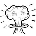 Nuclear mushroom cloud sketch Royalty Free Stock Photo