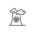 Nuclear plant pollution line icon