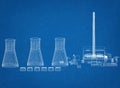 Nuclear Power Plant Architect Blueprint Royalty Free Stock Photo