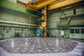 Nuclear power plant. Central hall of the nuclear reactor, reactor lid, maintenance and replacement of the reactor fuel elements Royalty Free Stock Photo