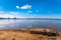 Nuclear power plant on the coast Royalty Free Stock Photo