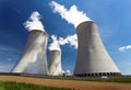 Nuclear power plant and cooling towers Royalty Free Stock Photo