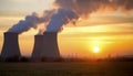 nuclear power plant cooling towers Royalty Free Stock Photo