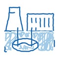 nuclear power plant doodle icon hand drawn illustration Royalty Free Stock Photo