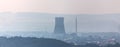 Nuclear power plant in the dusk Royalty Free Stock Photo