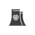 Nuclear power plant emitting radiation vector icon