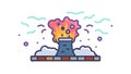 Nuclear Power Plant with Explosive Reaction, vector design Generative AI Royalty Free Stock Photo