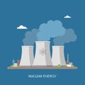 Nuclear power plant and factory. Energy industrial concept. Royalty Free Stock Photo