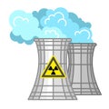 Nuclear power plant and factory. Nuclear energy industrial concept. Vector illustration in flat style Royalty Free Stock Photo