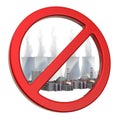 Nuclear power plant with forbidden sign, 3D rendering Royalty Free Stock Photo