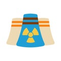 Nuclear power plant Icon. Energy label for Web on white background. Flat Vector Illustration Royalty Free Stock Photo