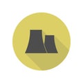 nuclear power plant long shadow icon. Simple glyph, flat vector of web icons for ui and ux, website or mobile application Royalty Free Stock Photo