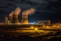 nuclear power plant at night. Generative AI Royalty Free Stock Photo