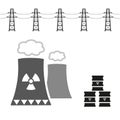 Nuclear power plant and radioactive barrels eps10