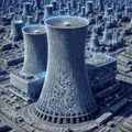 Nuclear power plant in Shanghai, China. 3D rendering., generative ai Royalty Free Stock Photo