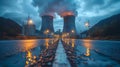 Nuclear power plant Temelin in Czech Republic, Europe. CO2 emission, GenerativeAI