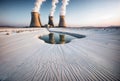 Nuclear power plant Temelin in Czech Republic Europe at sunset., generative ai