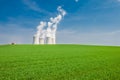 Nuclear Power Plant in Temelin Situated Behind a Green Field