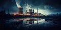 A Nuclear Power With Smoke Pouring Out Of It\'s Stacks Royalty Free Stock Photo
